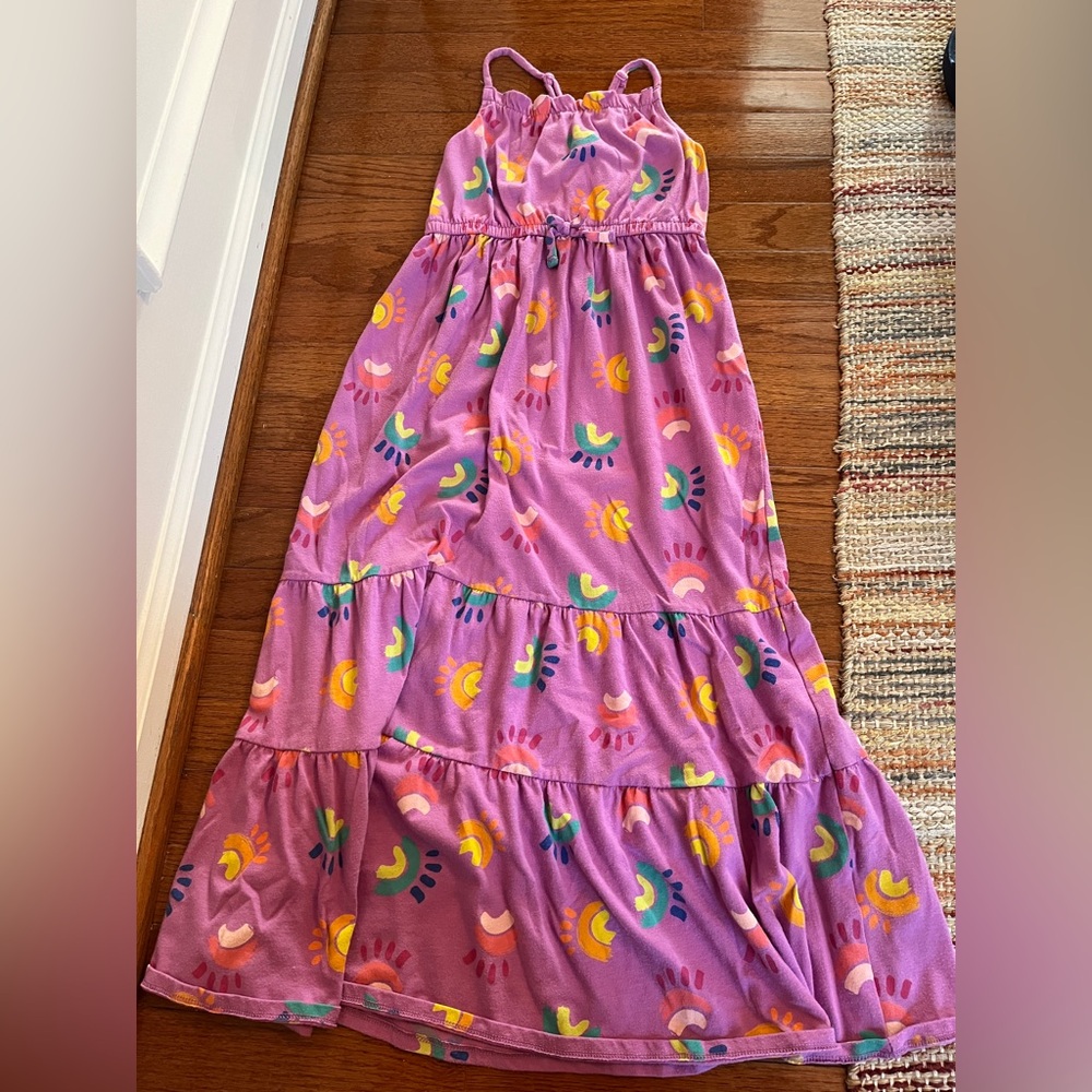 Cat & Jack Girls Summer Maxi Dress, Purple Rainbow Paws Size M 7/8